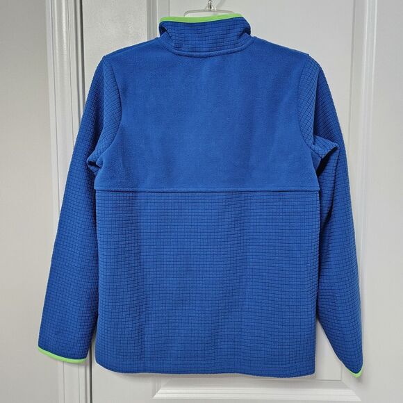 NWT Land’s End Kids XL 14-16 Full Zip Fleece Blue Neon Trim Waffle Weave Jacket - Picture 7 of 7